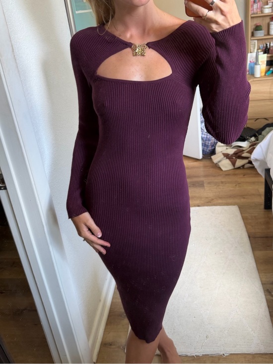 free for all Dresses & Skirts - Ribbed Cutout Midi Dress in Deep Plum - Women's